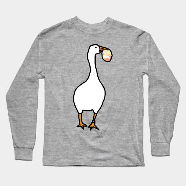 White Goose Steals Easter Egg Long Sleeve T-Shirt by ellenhenryart